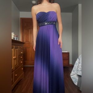 Size 3 (Juniors) Purple/Navy Sequin Hearts Formal Dress.